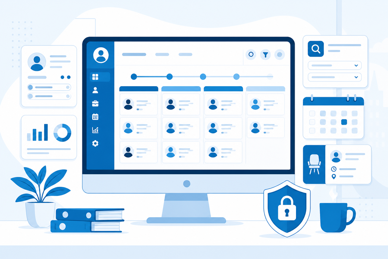 Employer hiring dashboard login illustration